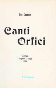 copertina cronopio canti orfici